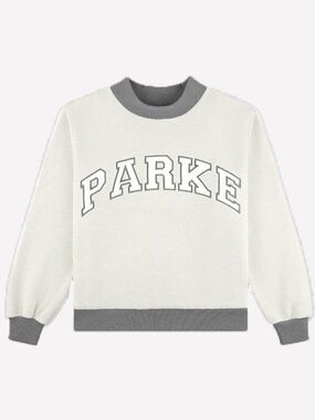 PARKE Inside Out Cozy Collection Varsity Mockneck Sweatshirt Stormy Grey S/M